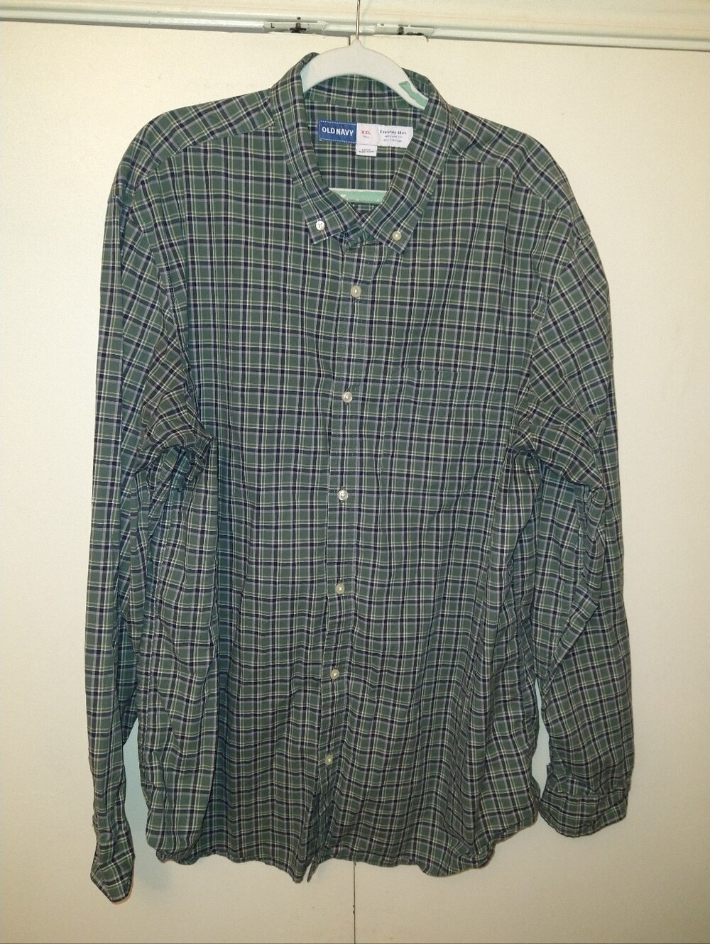 Old Navy Everyday Regular Fit Built-In Flex Plaid Button Down Shirt Men's XXLT
